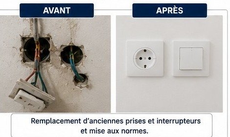Remplacement de prises et interrupteurs, mise aux normes