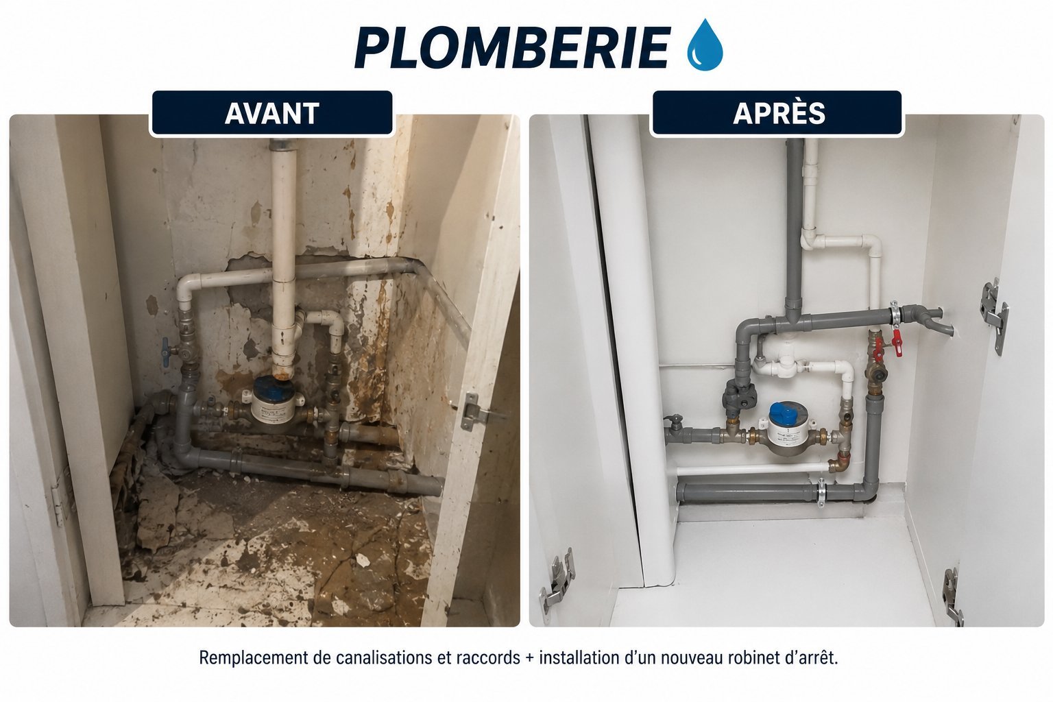 Remplacement de canalisations et pose d'un robinet d'arrêt