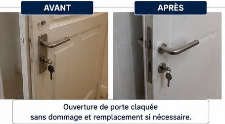 Ouverture de porte claquée sans dommage